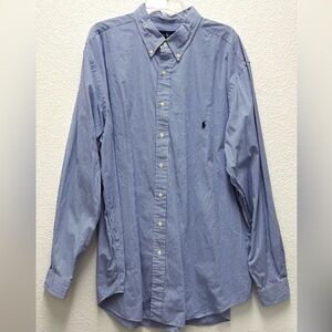 Men’s Polo Ralph Lauren Size 2XLT Blue and White Pinstripe Dress Shirt